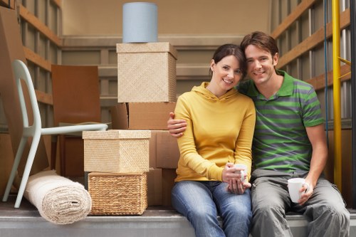 Loading storage items from a busy urban property near transport routes