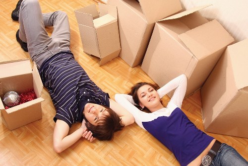 Packing boxes prepared for short-term storage in Aldgate